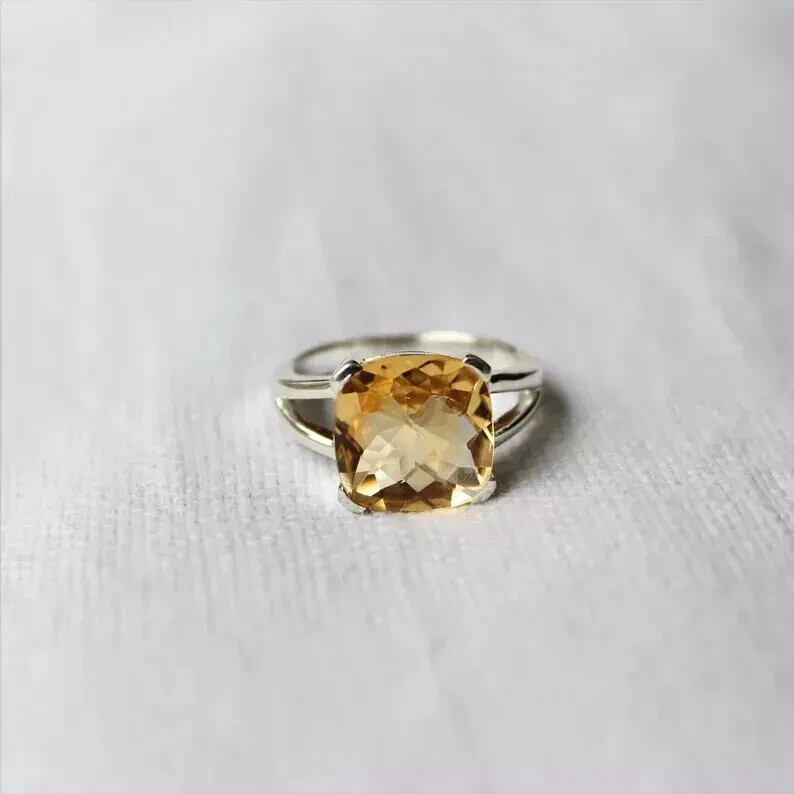 Citrine Solid 925 Sterling Silver Statement Handmade Popular Ring All Size R357