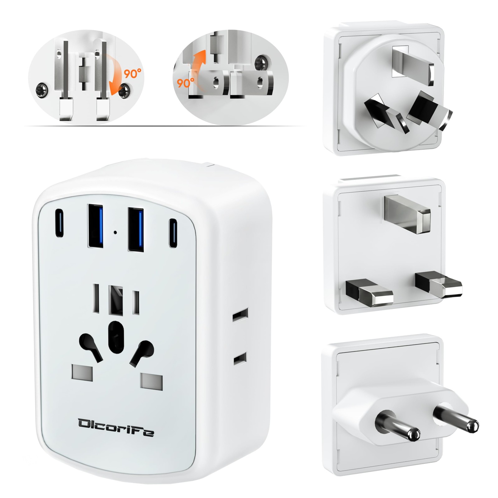 Universal Travel Adapter Kit with 3 AC Outlets 4 USB Ports, International Plu...