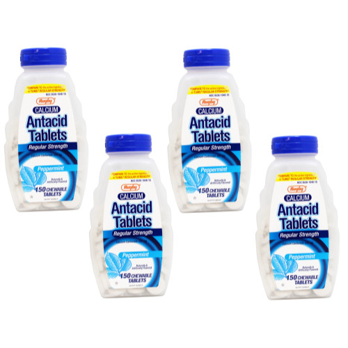 4 Pack Rugby Calcium Carbonate Tablets Mint 500Mg 150 Count Each