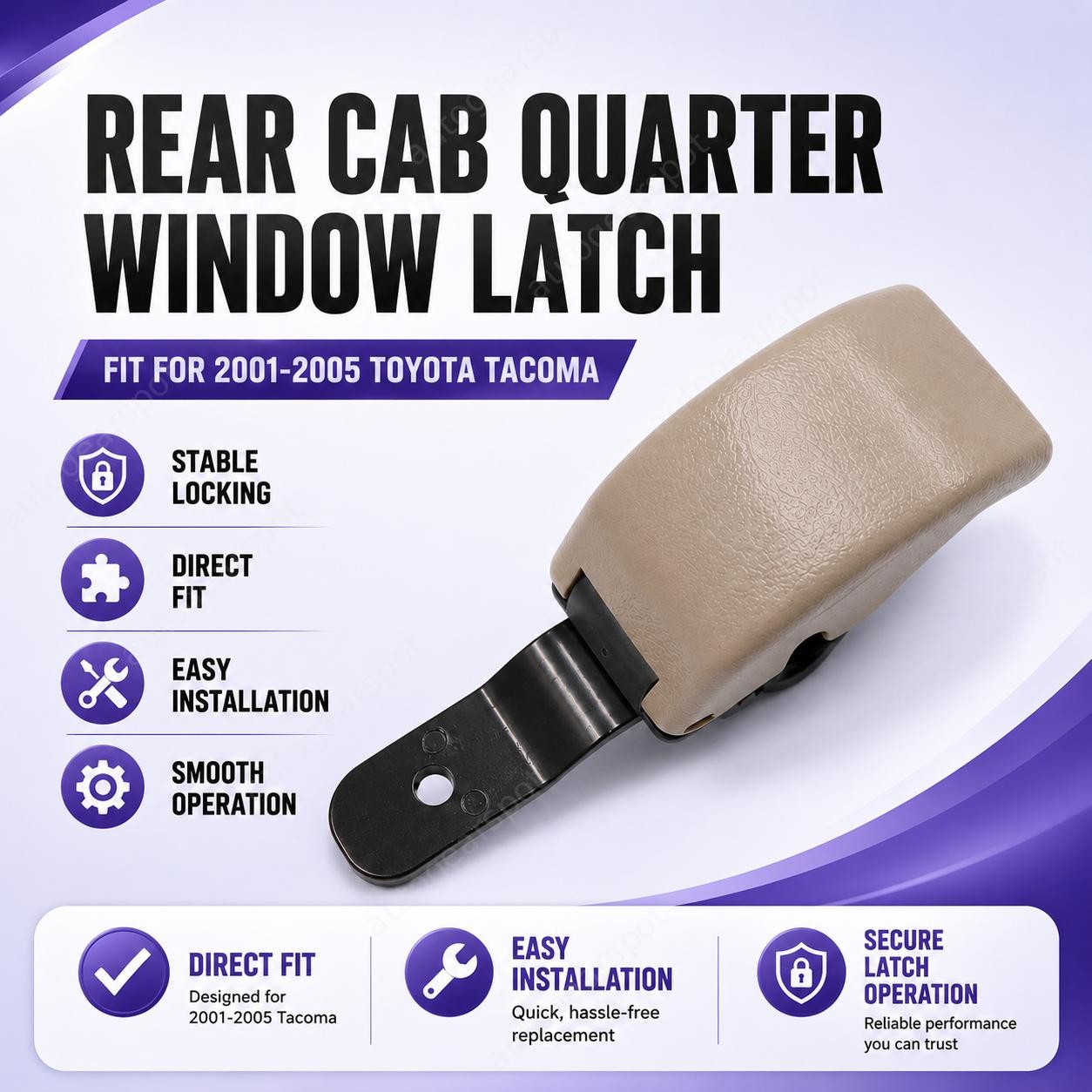 Fit For Toyota Tacoma MY2001 6291089103 Rear Cab Quarter Window Latch Lock Beige