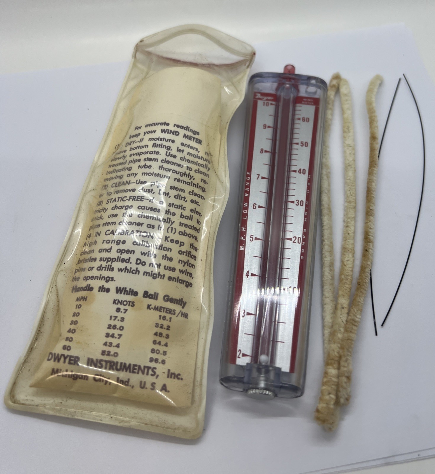 Vintage Dwyer Instruments Wind Meter With Case And Accessories *Selling As Is*