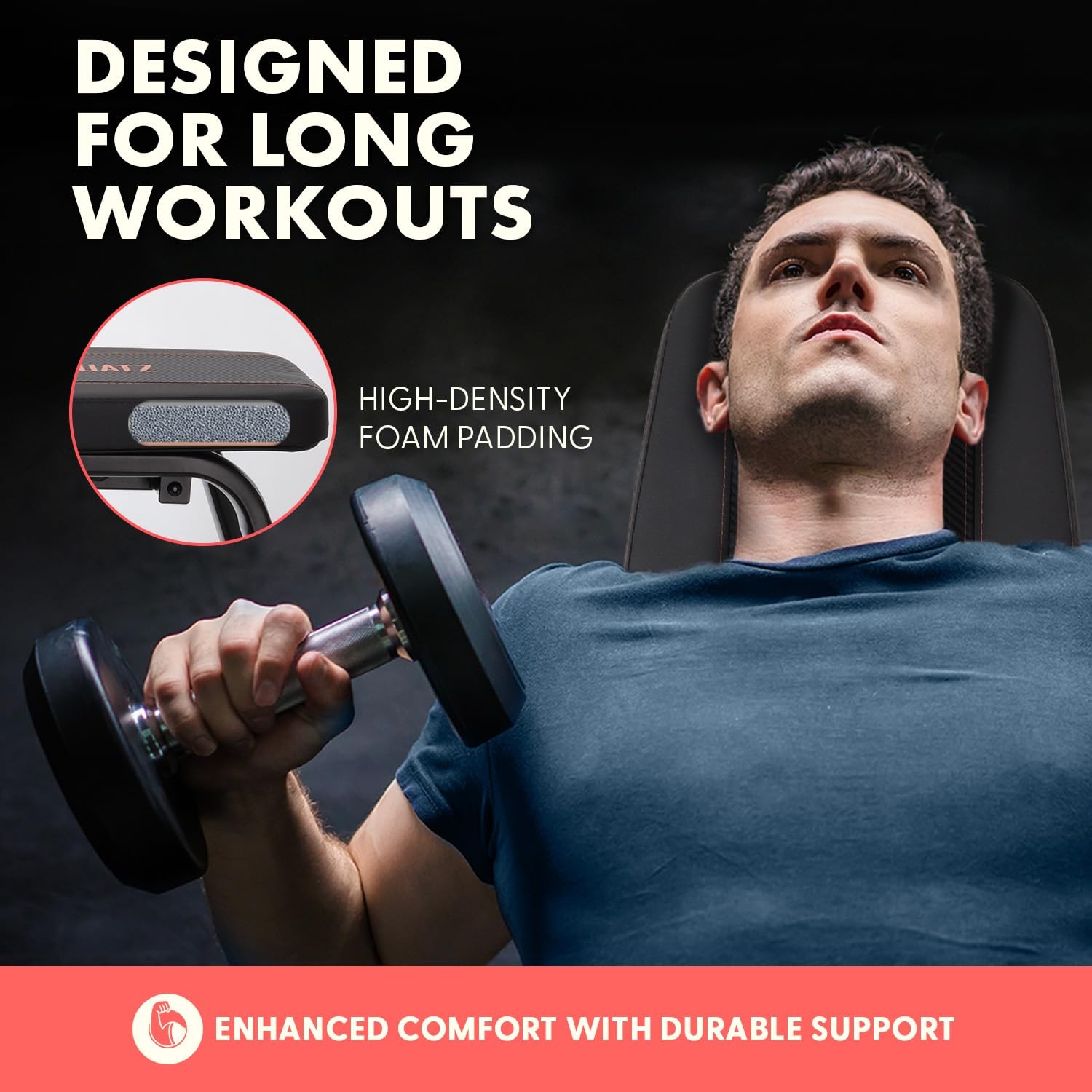 Adjustable Flat Weight Bench For Full-Body Workout Foldable Bench Press For H...