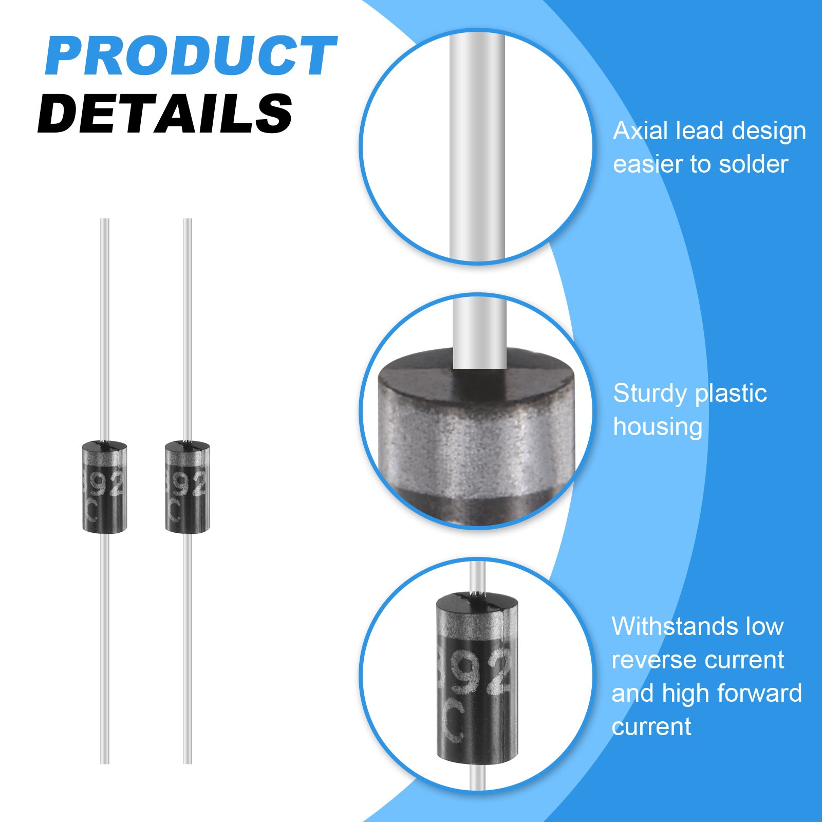 30 Pcs 1N5392 Rectifier Diode, 1.5A 100V DO-15 Electronic Silicon Diodes