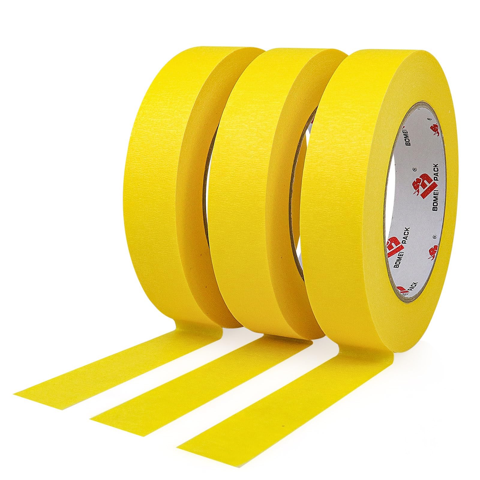 Yellow Painters Tape 1 Inch Bulk - Paint Tape 3 Rolls x 1 Inch x 60 Yards - P...