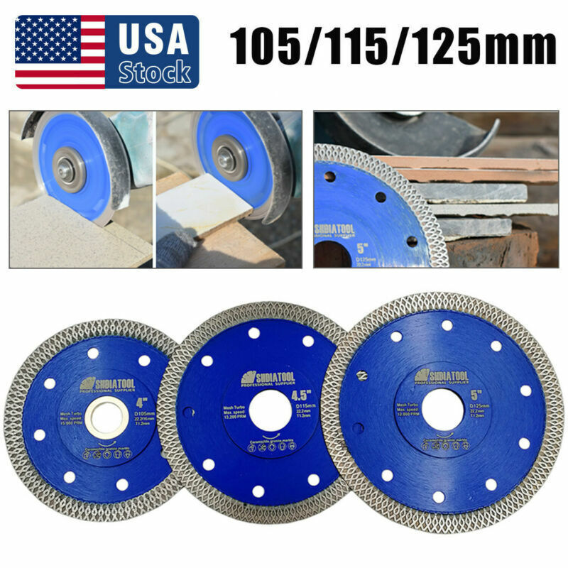 4"/4.5"/5" Diamond Saw Blades Tile Ceramic Dry Cutting Discs Cutter Wheel Tool /