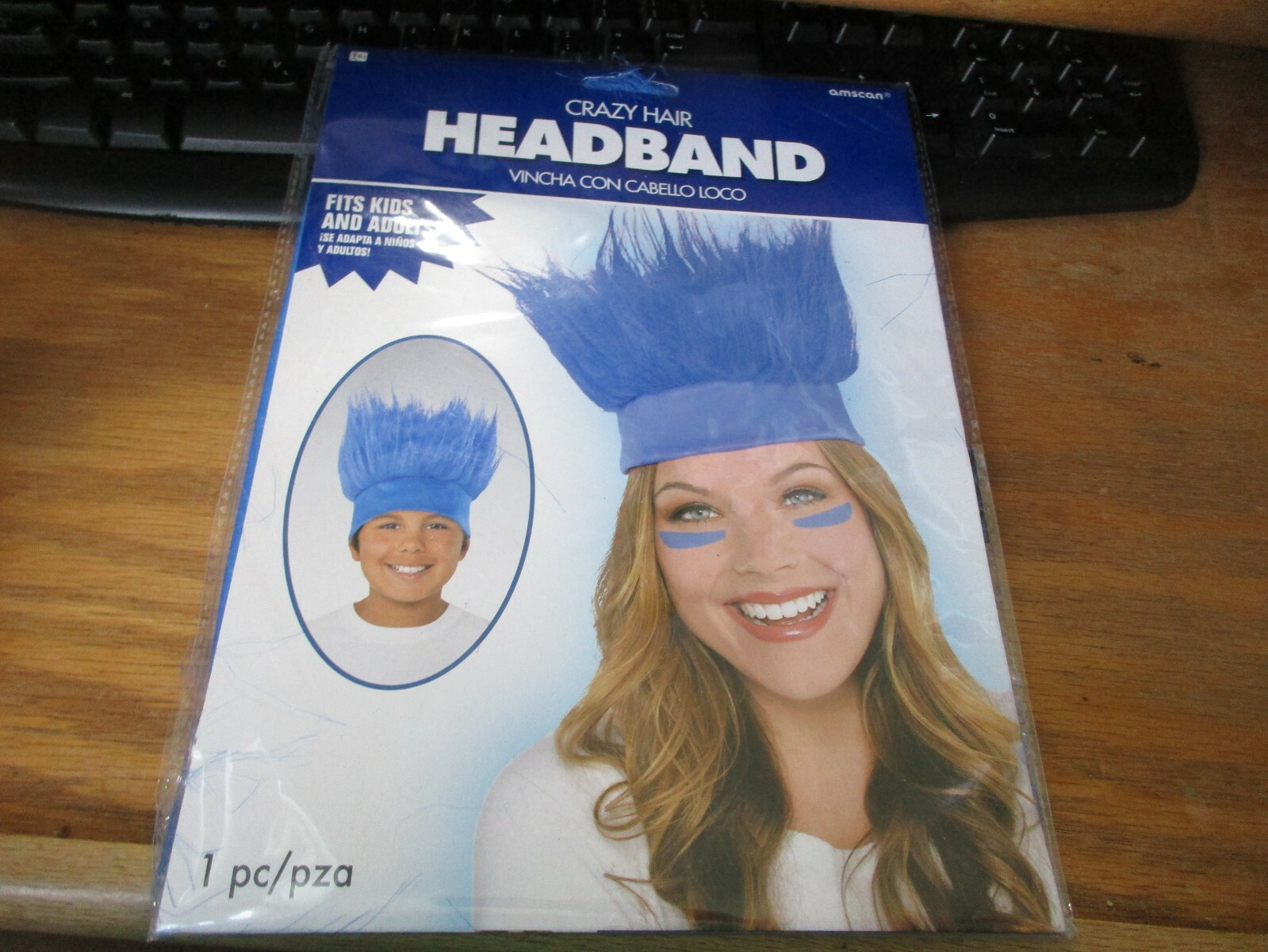 AMSCAN CRAZY HAIR Headband BLUE Halloween Sports Tailgate Party Cosplay NIP