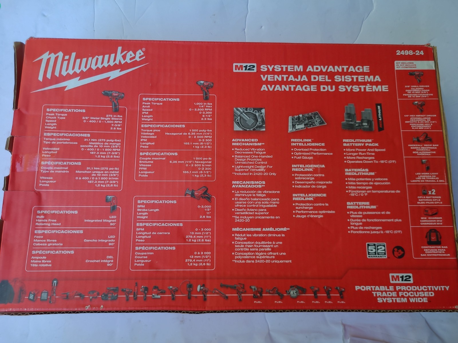 Milwaukee M12 4-Tool Combo Kit 2498-24