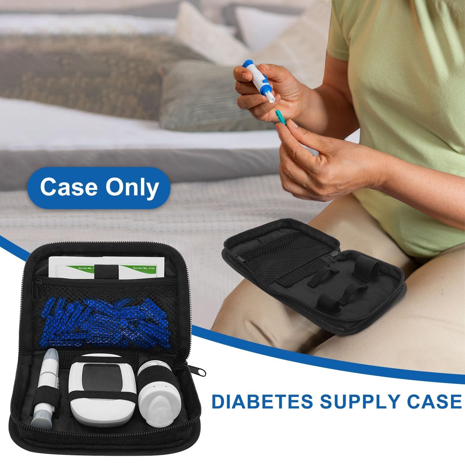 Portable Diabetes Organizer Case Carrying Bag for Diabetic Supplies Travel Use