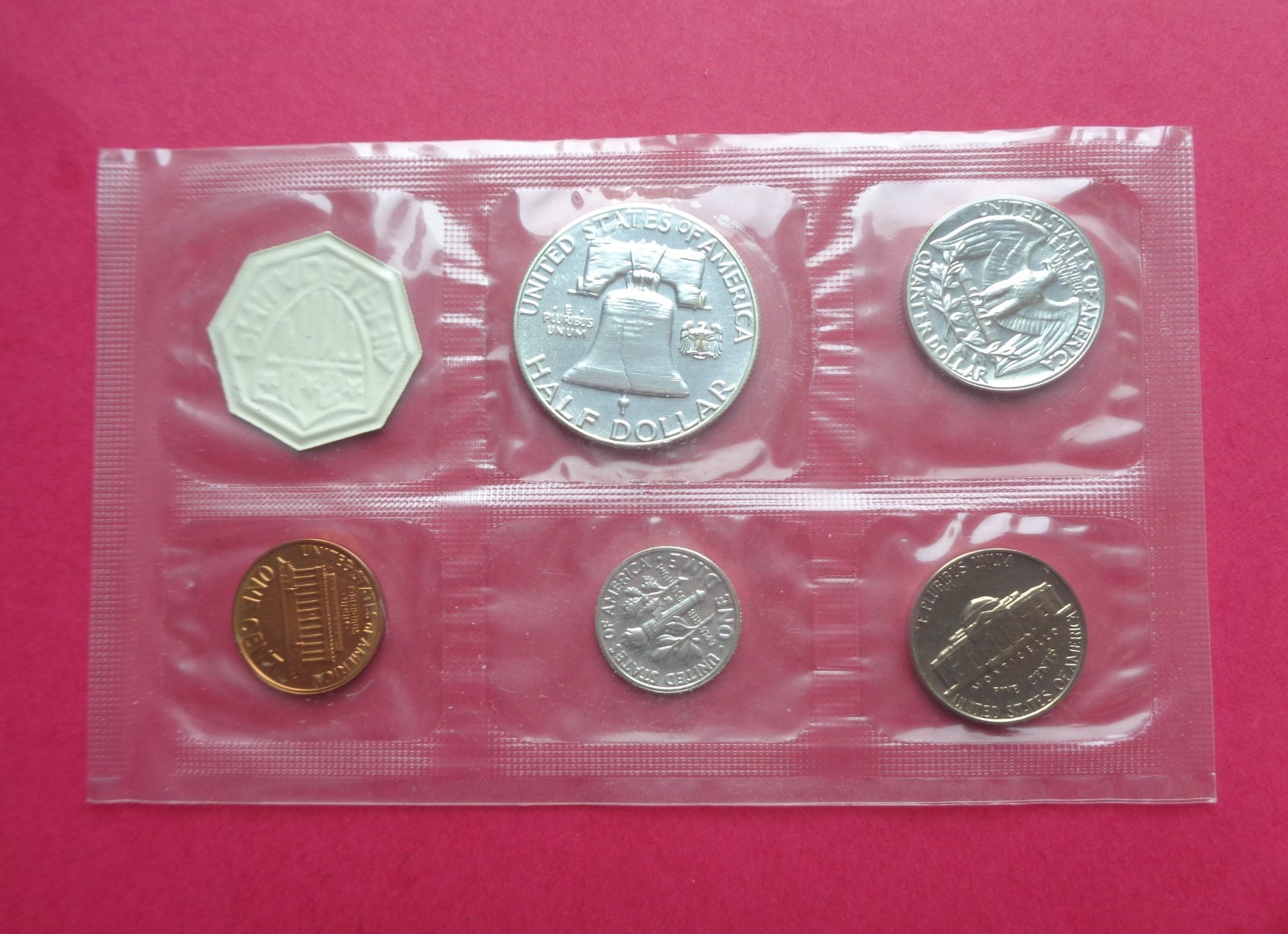 1962 FIVE COIN PROOF SET/ SILVER WITH GEM CAMEO HALF DOLLAR