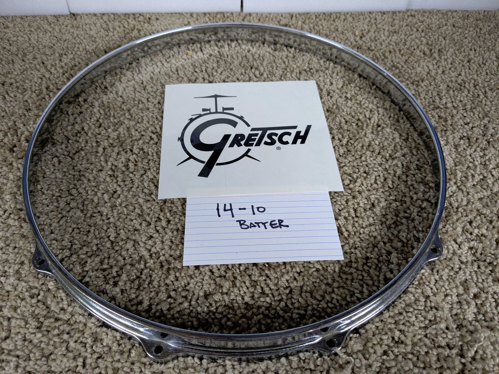 Gretsch USA Snare Drum Hoop 14"  10 Hole Batter Side Chrome Die Cast NOS