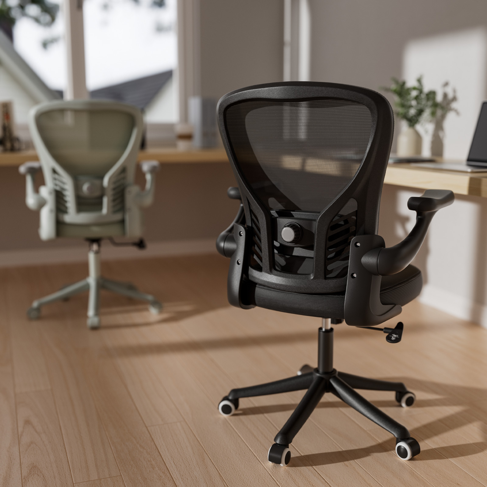 Mid Back Ergonomic Mesh Office Chair Swivel Computer Desk Chair with 3D Arm