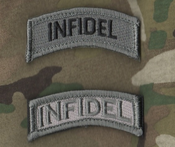 ALLIED COALITION FORCES OPERATOR SHOULDER burdock-hook 2-TAB: INFIDEL كافر