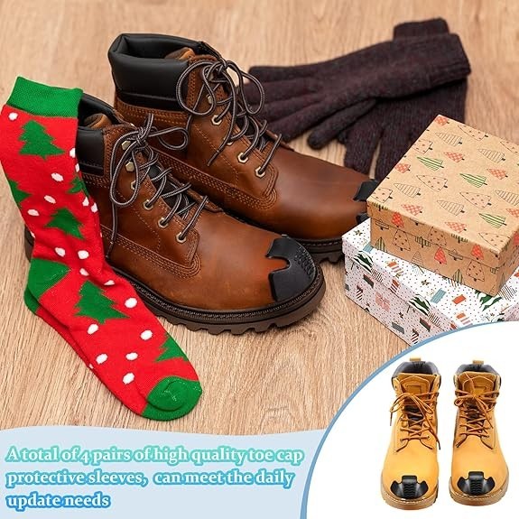 8 Pieces Toe Guards for Boots Toe Protectors Work Toe Guards Rubber Toe Covers