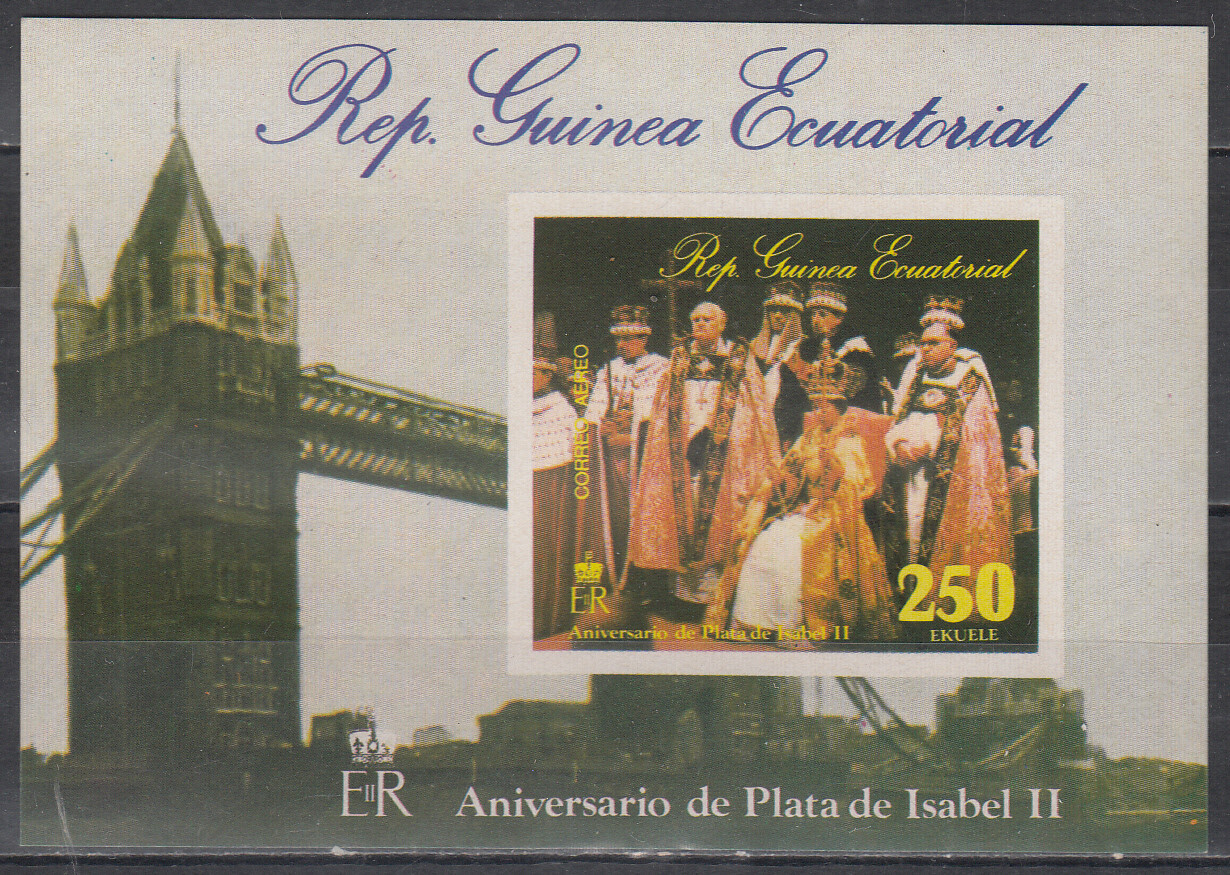 W EQUATORIAL GUINEA 1053-B257 QUEEN ELIZABETH CORONATION 25TH ANNIVESARY IMP SS