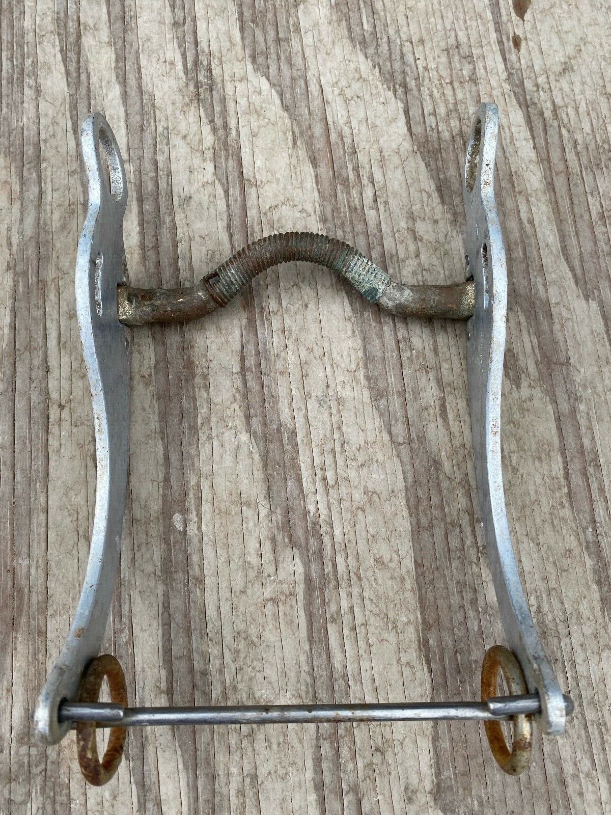 Used/vintage 5" Sil-Tip Western med port curb bit w/copper wrap, aluminum cheek