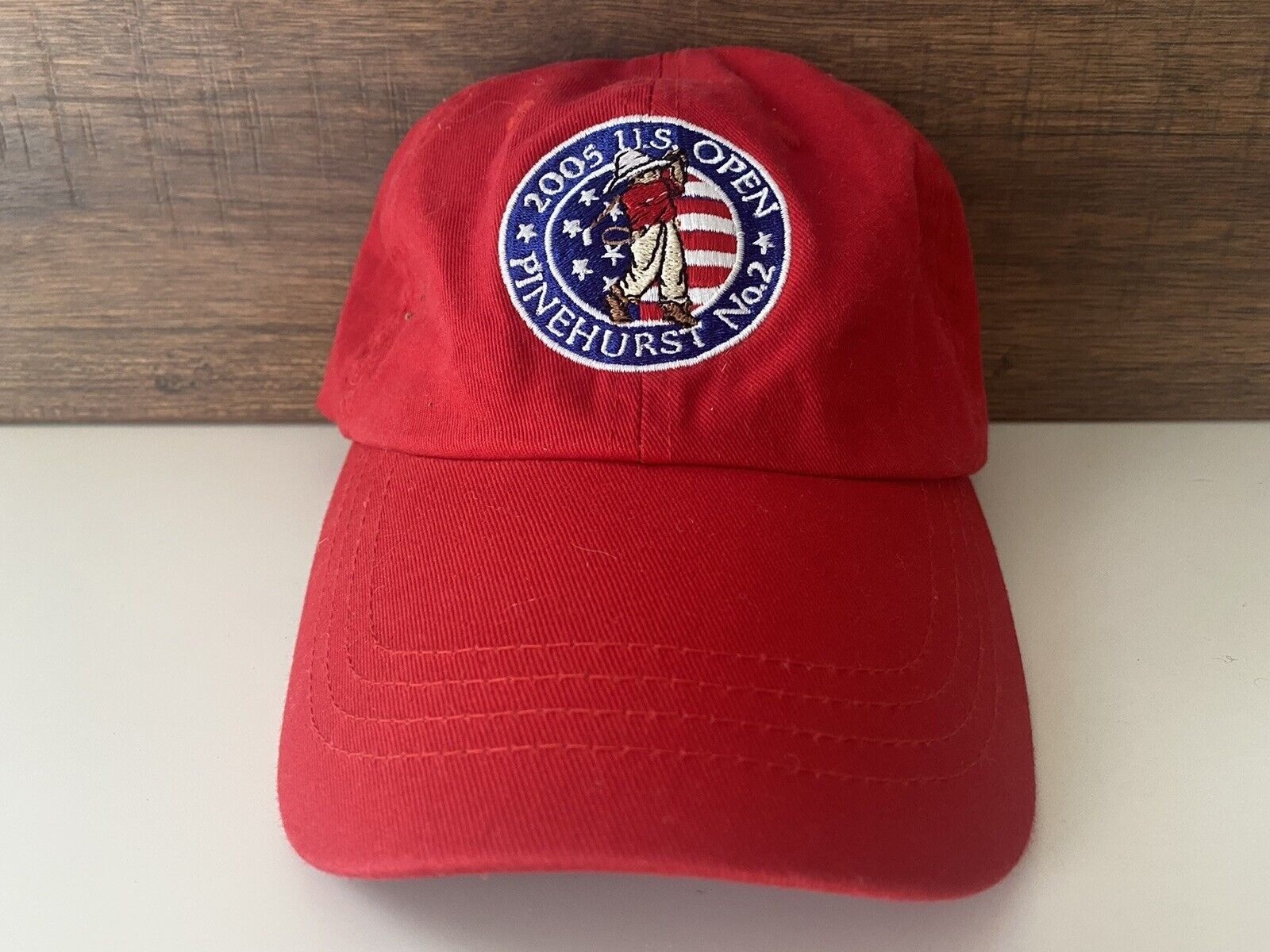 Men Red 2005 U.S. Open Pinehurst Golf Adjustable Baseball Cap Hat One Size