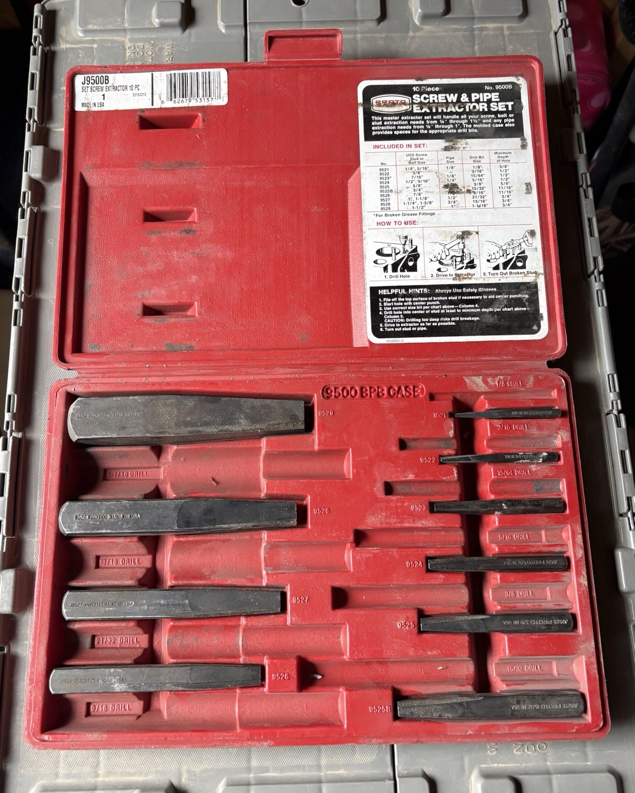 Proto Screw And Pipe Extractor Set 10 Piece Set