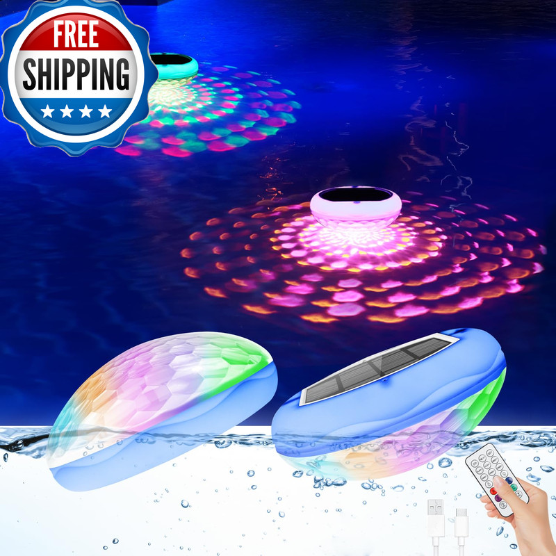 Boxpsii Solar Floating Pool Lights2 Pcs Usb Rechargeable Pool Lights Remote 6.7