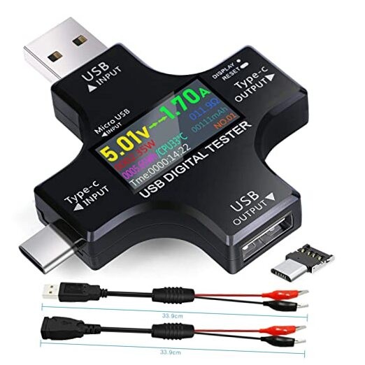 USB C Tester - 2 in 1 Color Screen IPS Digital A1001 - USB C Tester