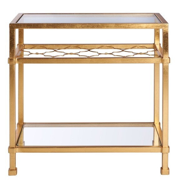 Safavieh Hanzel Gold Leaf Glass Side Table, Reduced Price 2172714997 AMH8312A