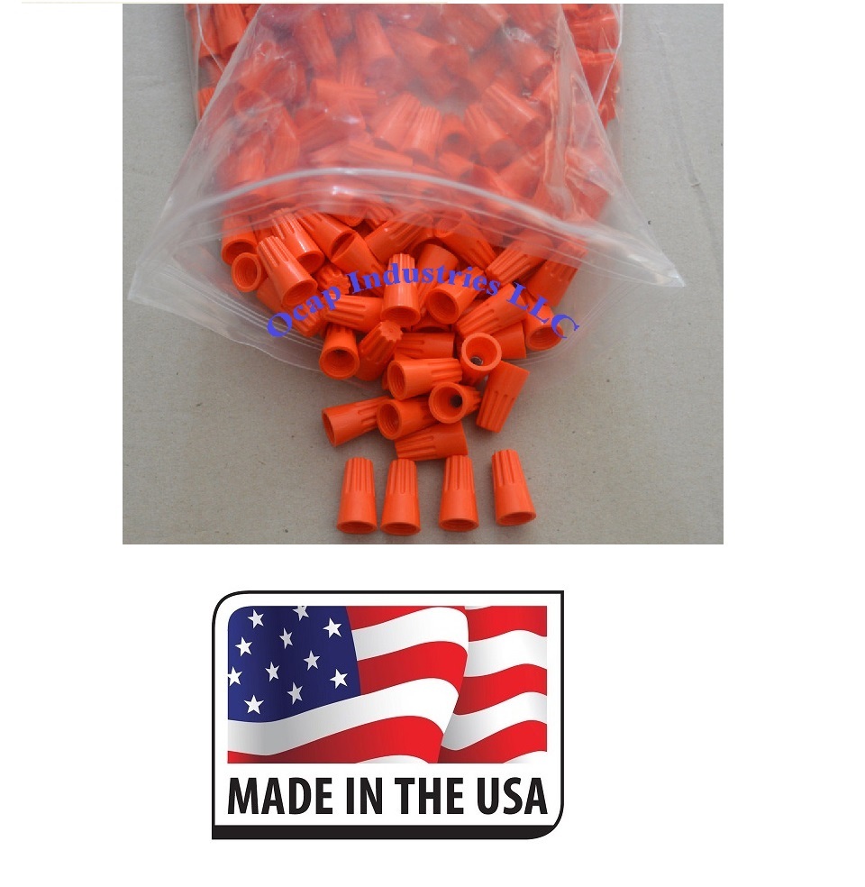 (500) Orange Twist-On Wire Connector Connection nuts 22-14 Gauge Barrel Screw
