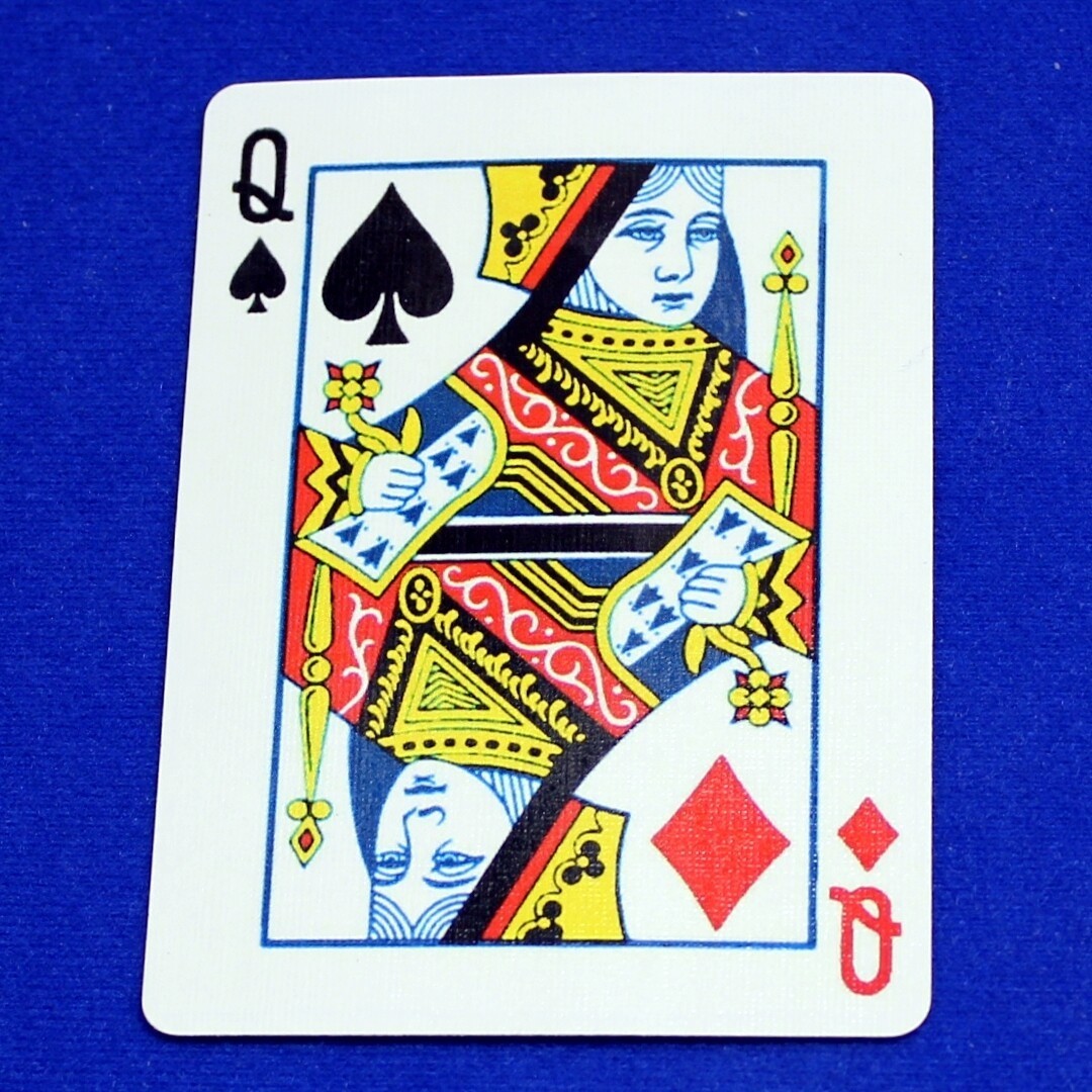 Queen of Spades / Diamonds - Mis-Indexed, Bicycle Printed Gaff Card, Blue