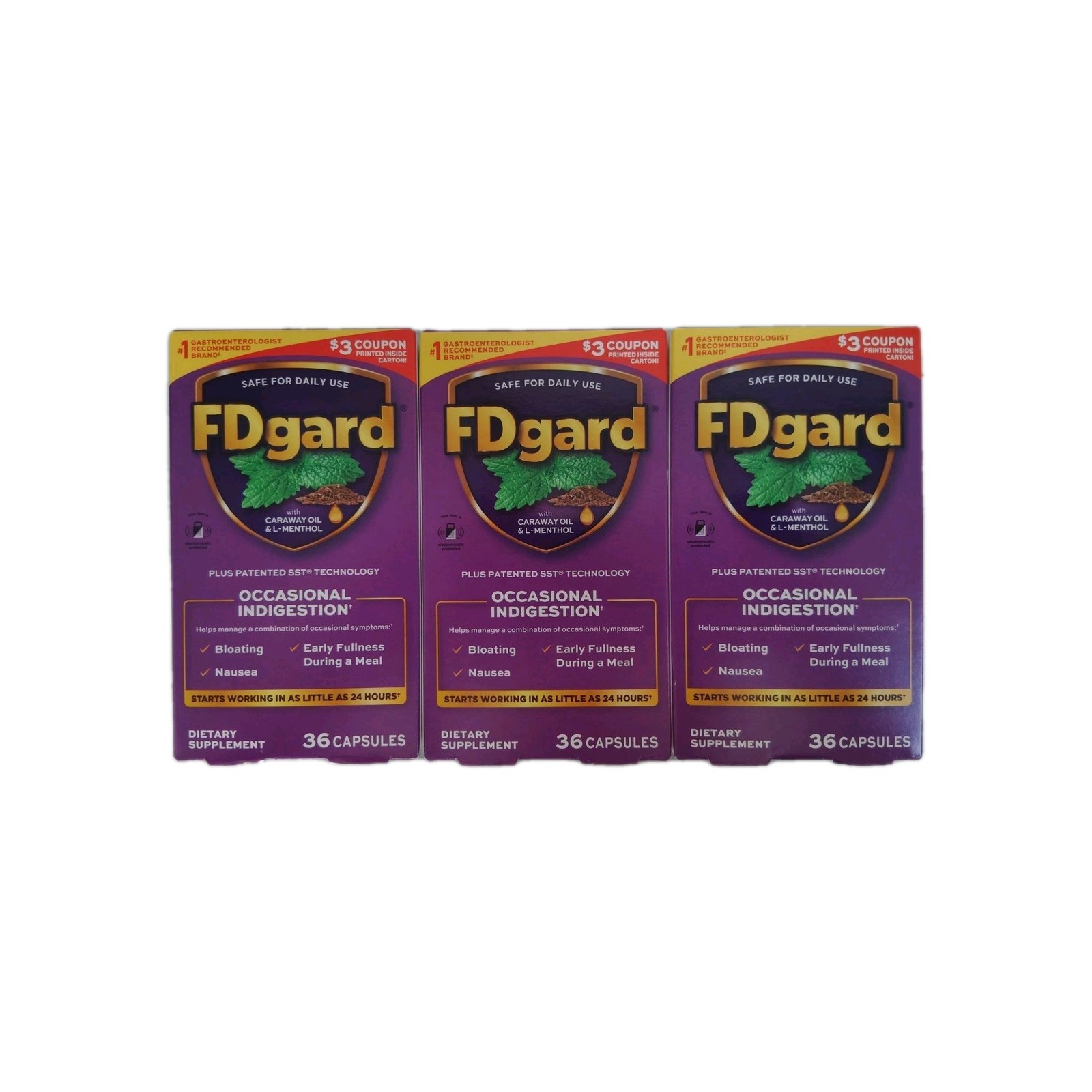 3 Pack-FDgard Caraway Oil Dietary Supplement 36 Capsules 2/2027+