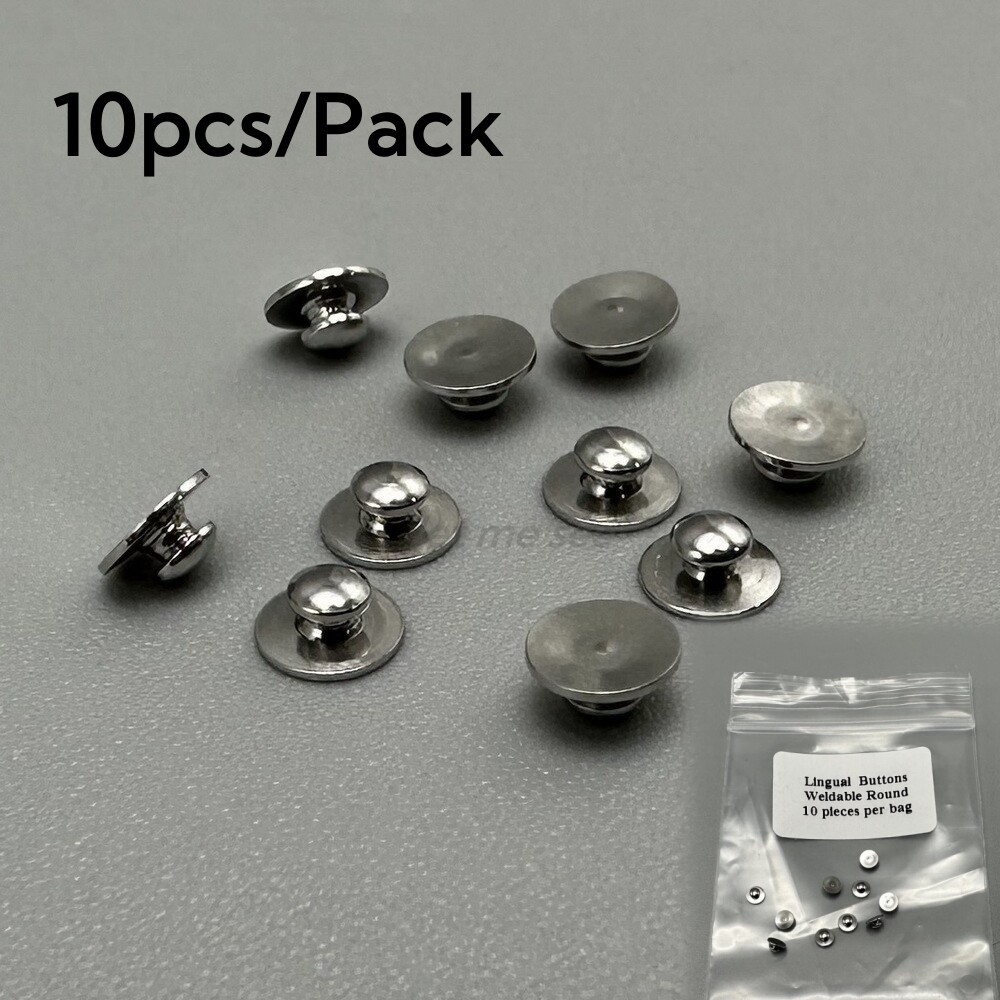 10Pcs Dental Orthodontic Metal Weldable Lingual Buttons Round Smooth Base