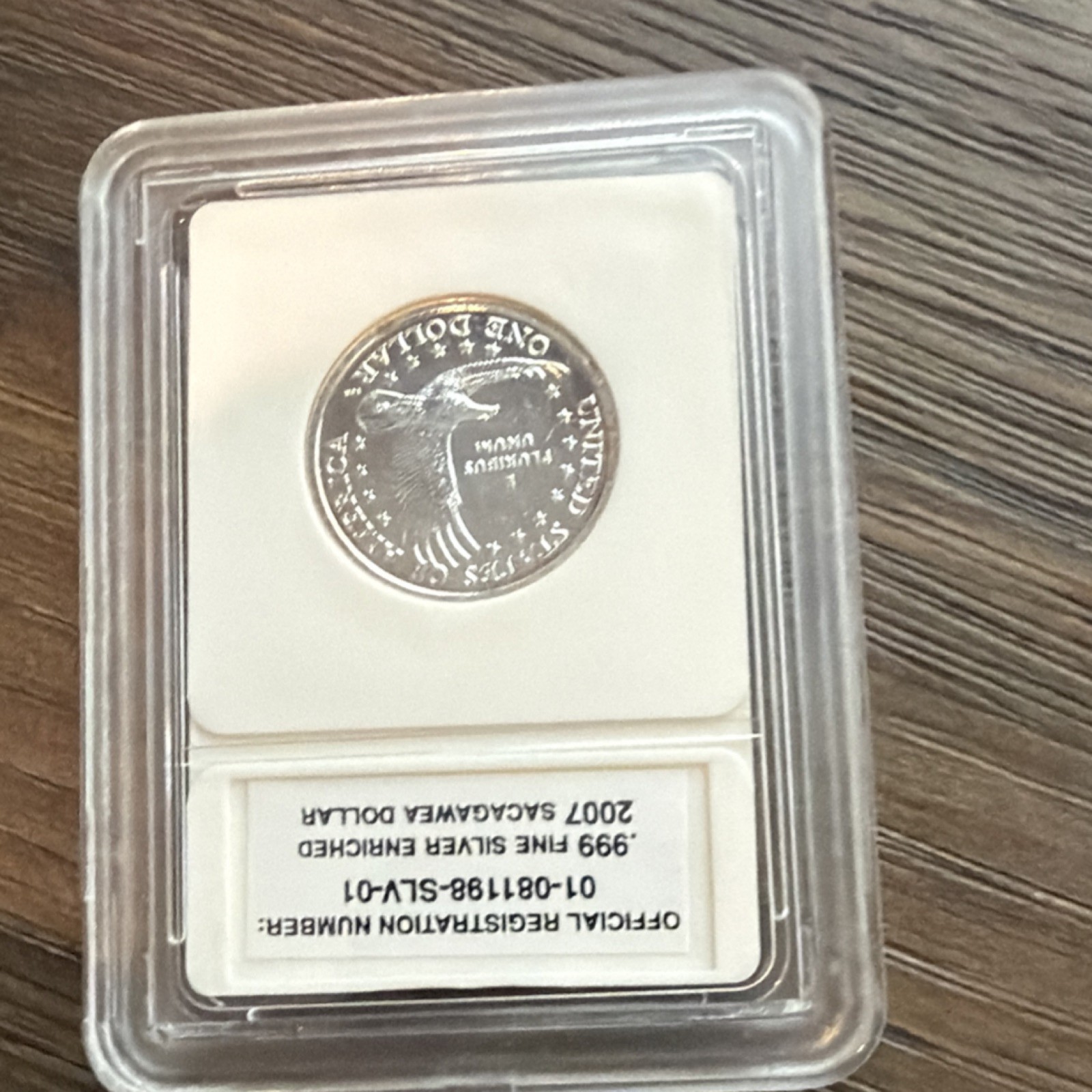 Five (5), 2007 Sacagawea .999 Silver Plated.