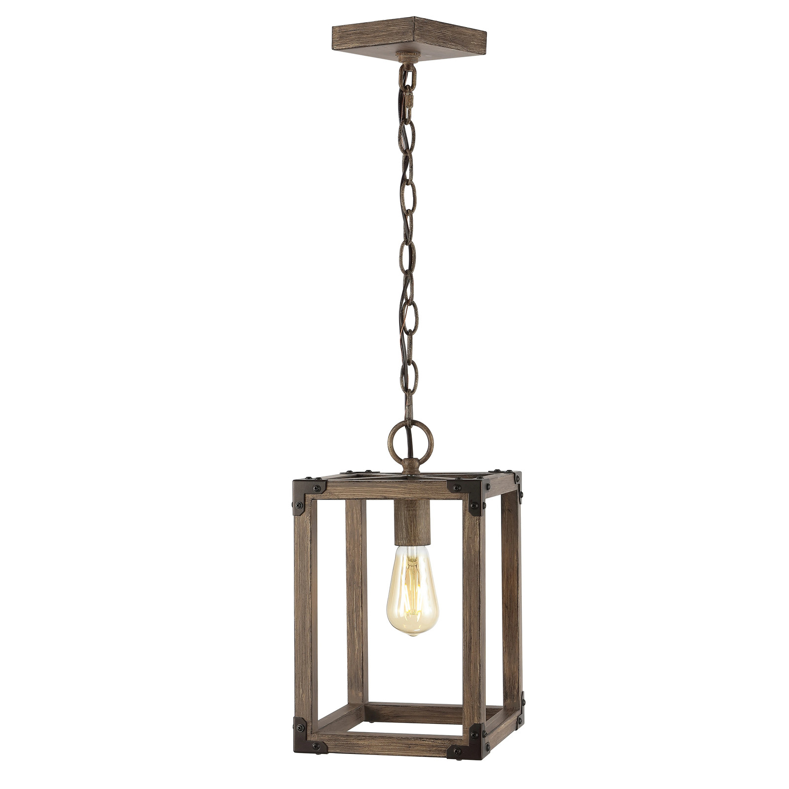 Turing 8.13" Adjustable Iron Rustic Farmhouse LED Pendant, Brown by JONATHAN Y