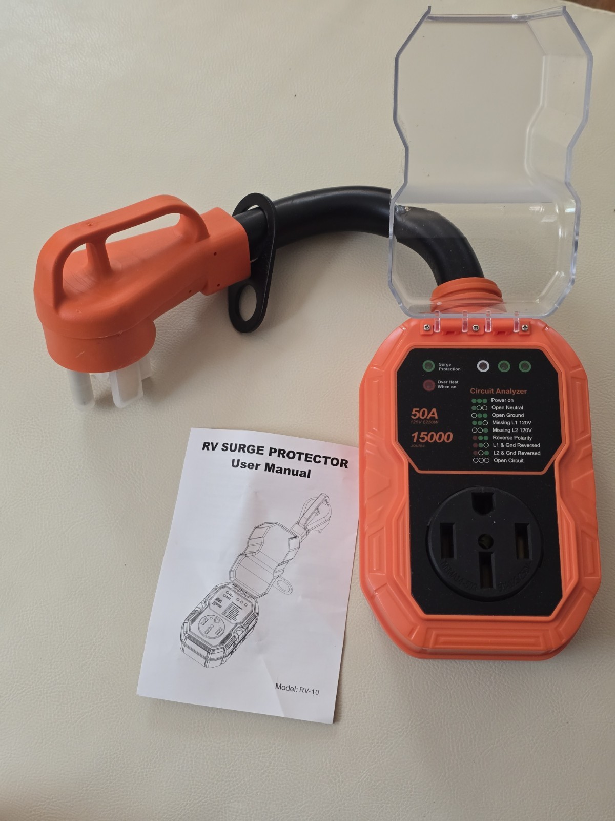 RV Power Surge Protector 16000 Joules, 50 AMP Camper, RV, Trailer LED(NO BOX)