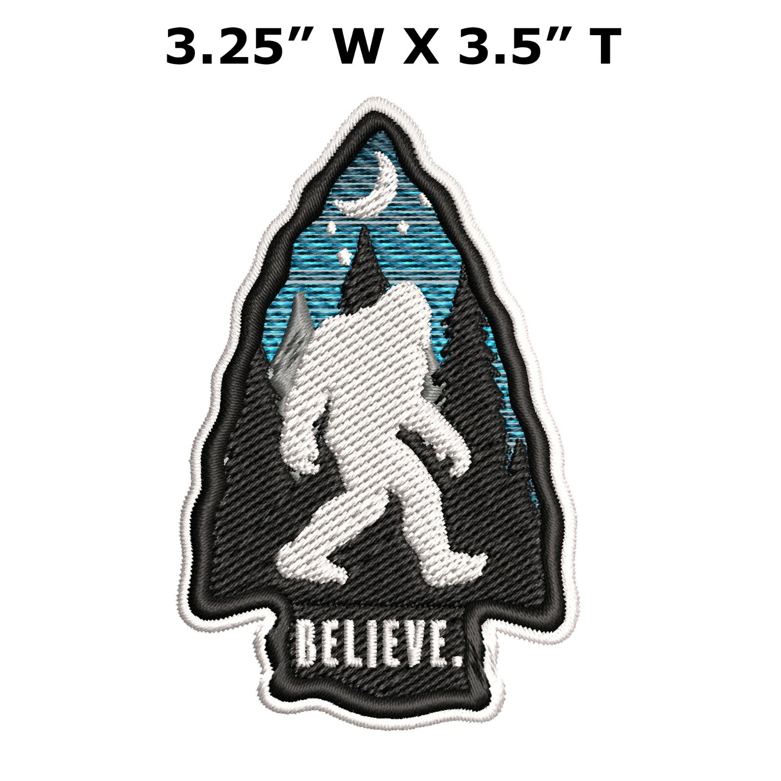Bigfoot Lives Patch - Sasquatch in the Forest Hook & Loop I BELIEVE Moon Stars
