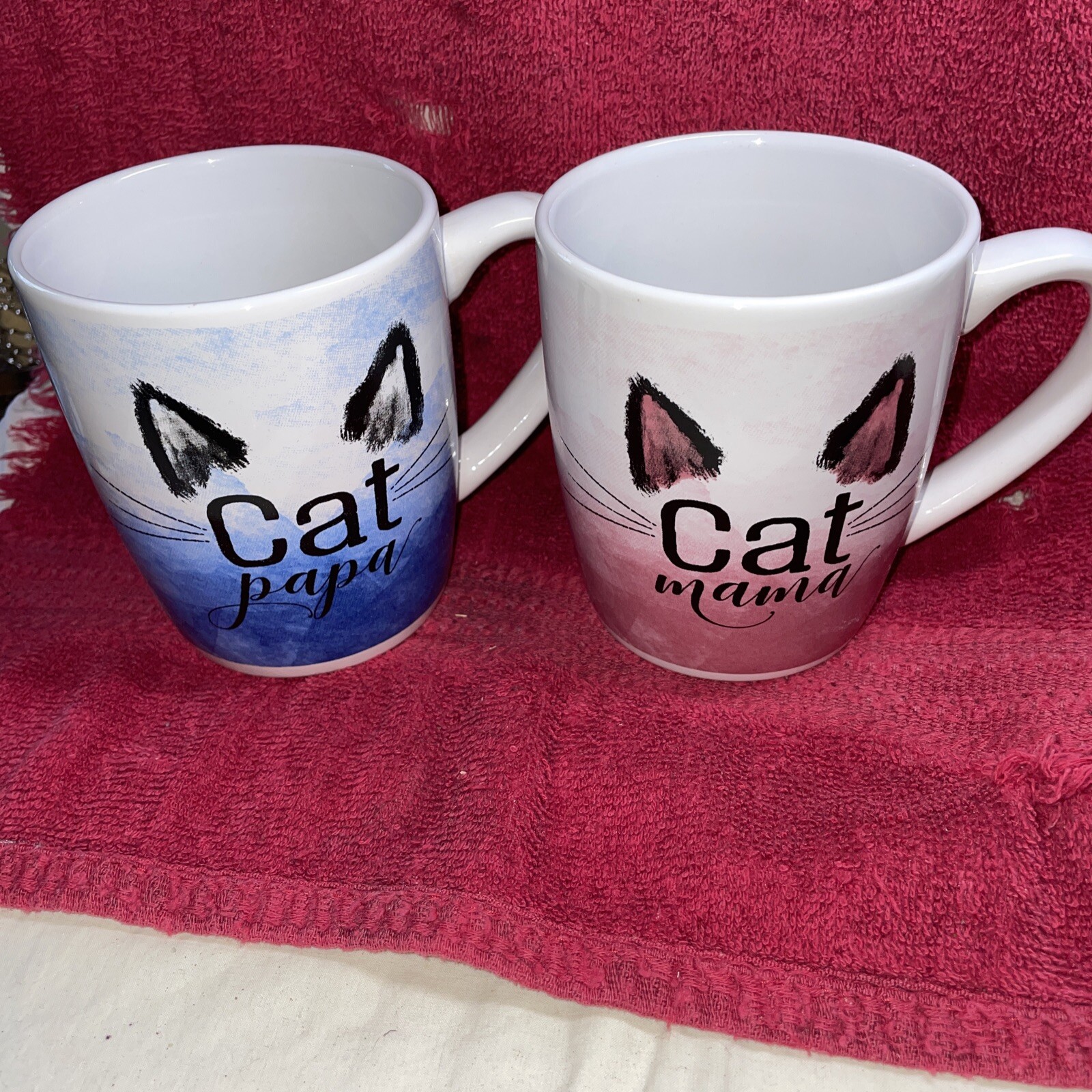 Cat Papa & Cat Mama Mugs by American Atelier 12 oz 
