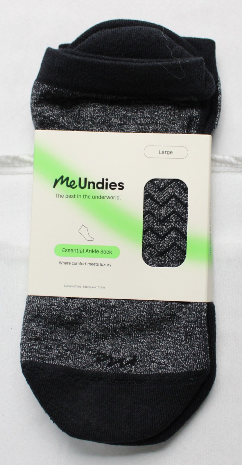 Meundies Unisex Cushioned Heel Essential Ankle Sock BM7 Dark Gray Large NWT