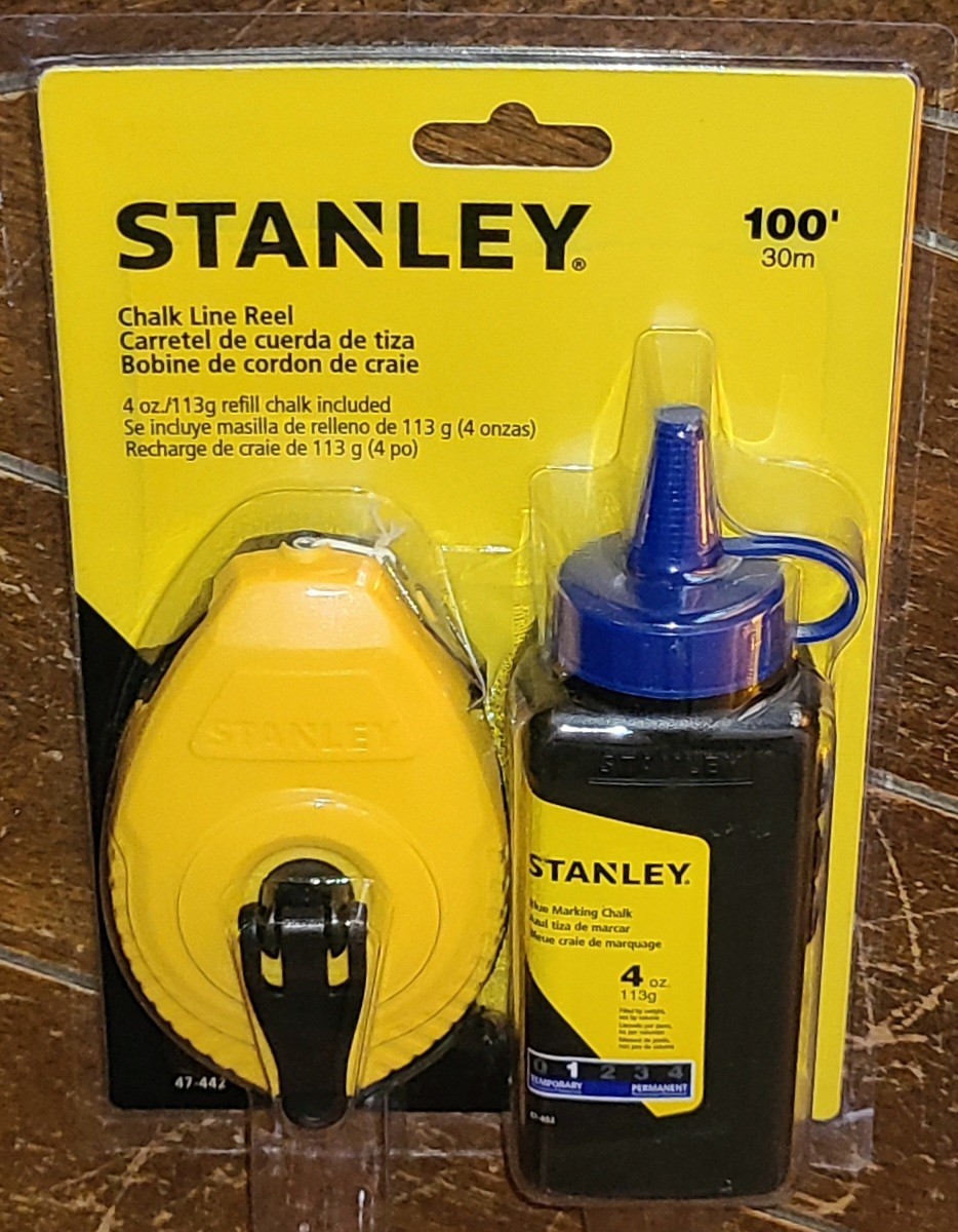Stanley 100' Chalk Line Reel & 4oz. Blue Marking Chalk #47-442