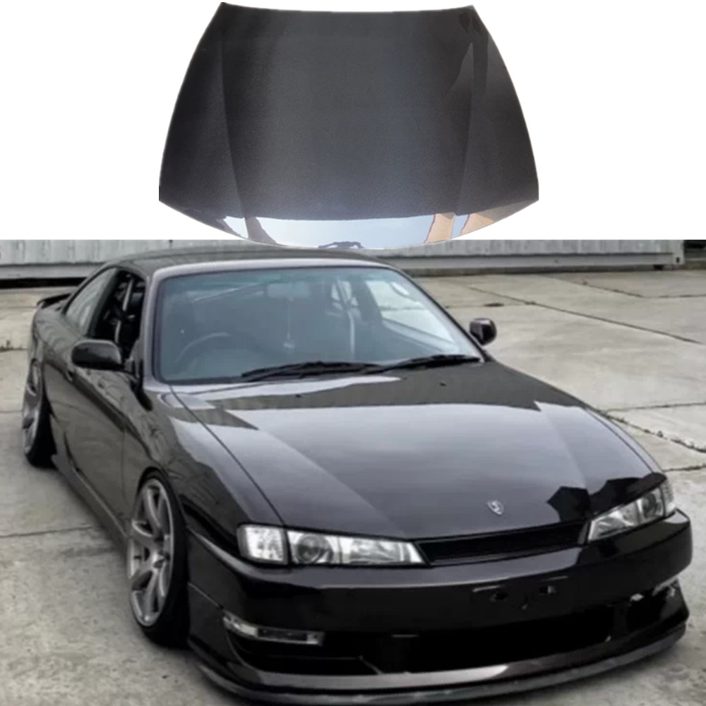 Real Carbon Fiber Front Hood Vented Bonnet Cover For Nissan silvia S14 Zenki JDM