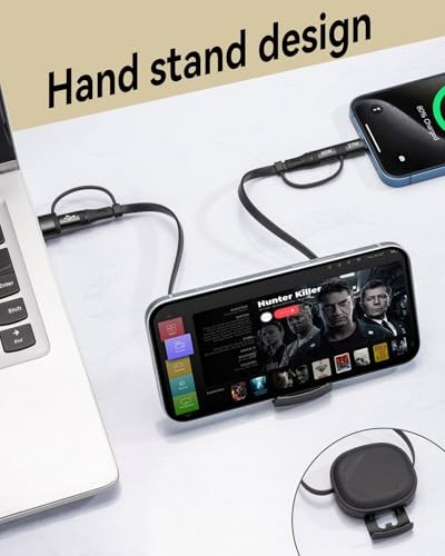 5-in-1 Retractable Multi Charging Cable Fast Charging 60W, USB A/C to