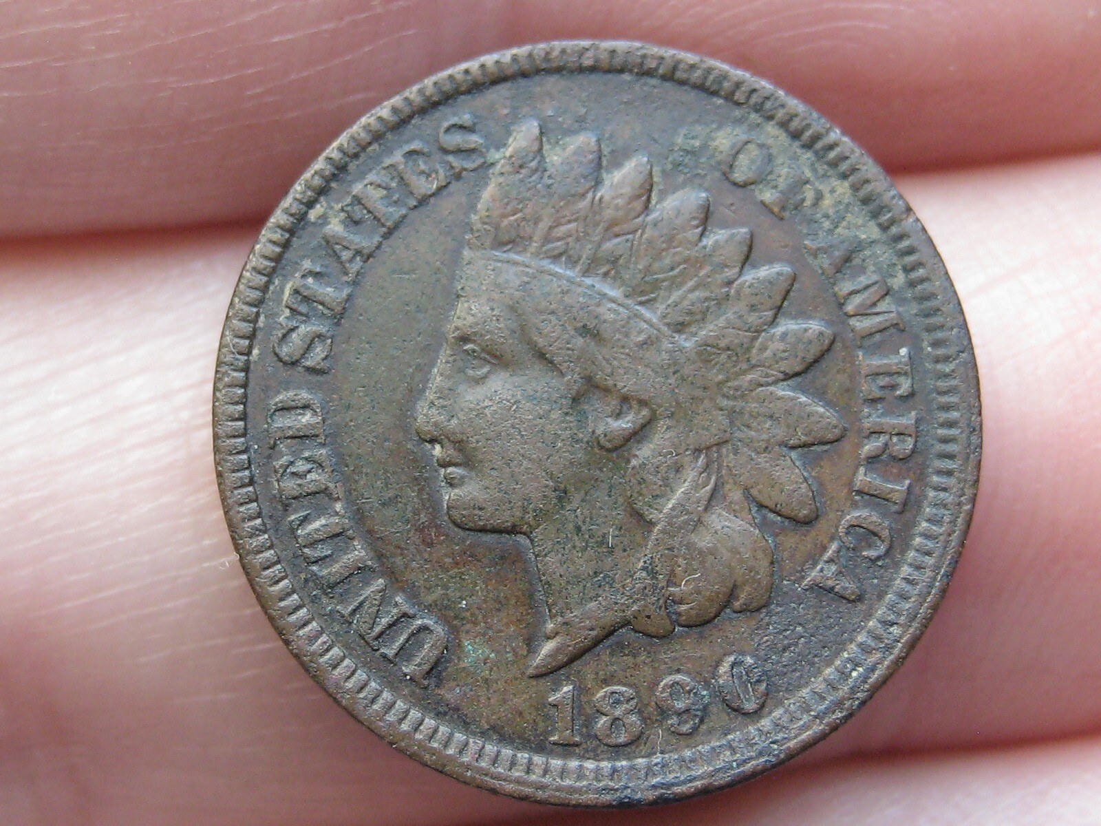 1890 Indian Head Cent Penny- VF/XF Details
