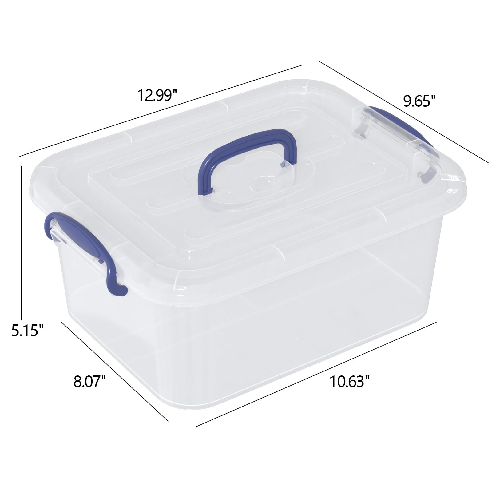 2 PCS 8 Quart Clear Plastic Latching Boxes Handles Storage Tote Lids Organizer