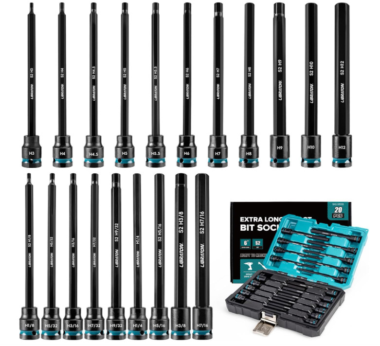 Juego Puntas Hexagonales 3/8" SAE Métrico Acero S2 Alta Resistencia