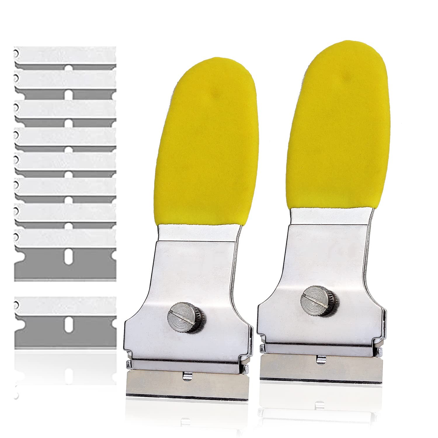 Multipurpose Scraper Cleaning Tool 2 Pack Razor Blade Scraper Set With 10 Extra