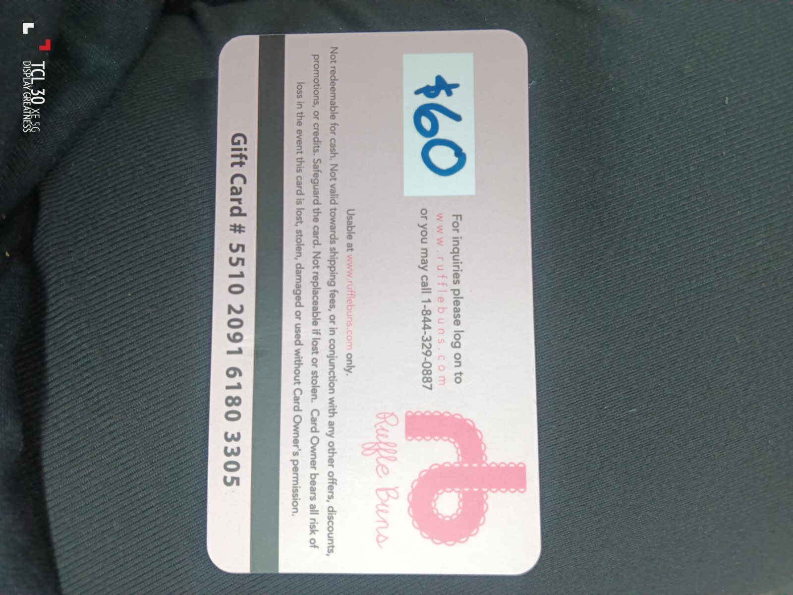 Ruffle Buns $60 Gift Card