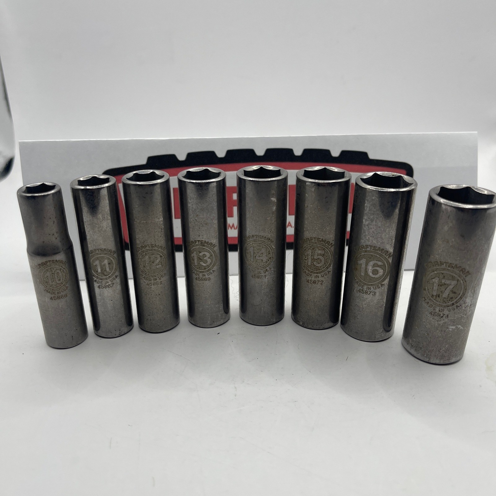 Craftsman 8pc Deep Socket Set 10-17mm 6-Point 3/8 Drive Made in USA 45866-45874