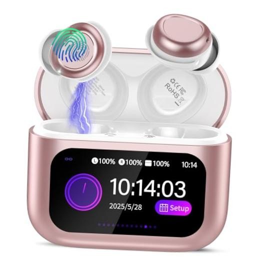 Bluetooth 5.4" Small Rose Earbuds - Small Rose Touch Screen Headphones