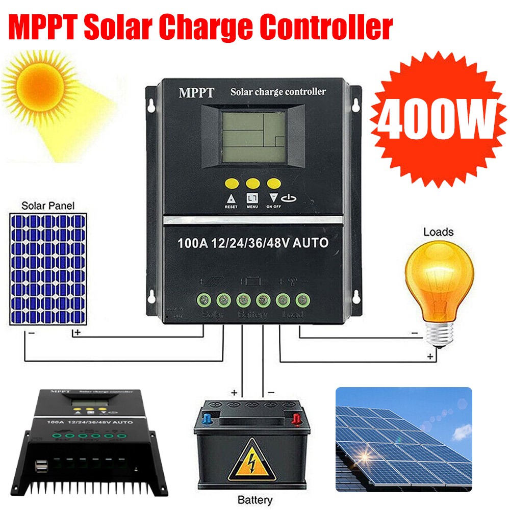 MPPT Solar Charge Controller 4000W 100A/12V 24V 36V 48V USB Battery PV Regulator
