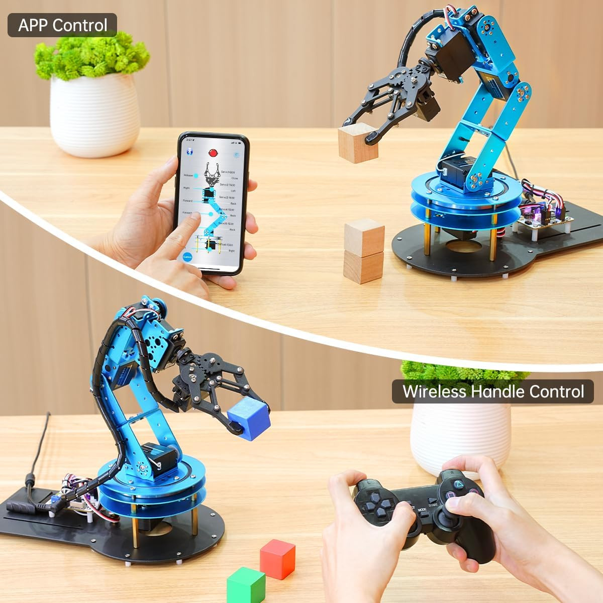 Robotic Arm Kit 6DOF Programming Robot Arm with 5 Servo, Handle, Mechanical Claw