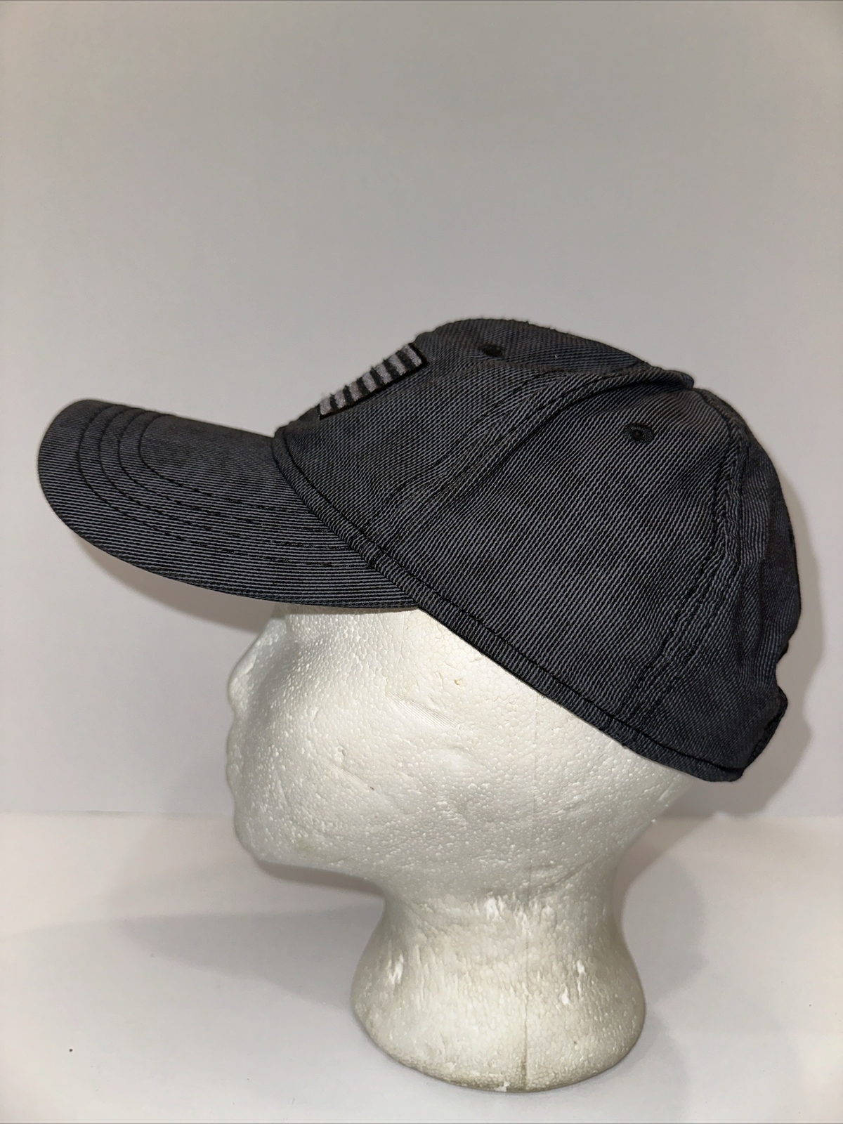 American Flag Black on Black Gray Pinstripe Hat Cap Hook Loop. Unbranded