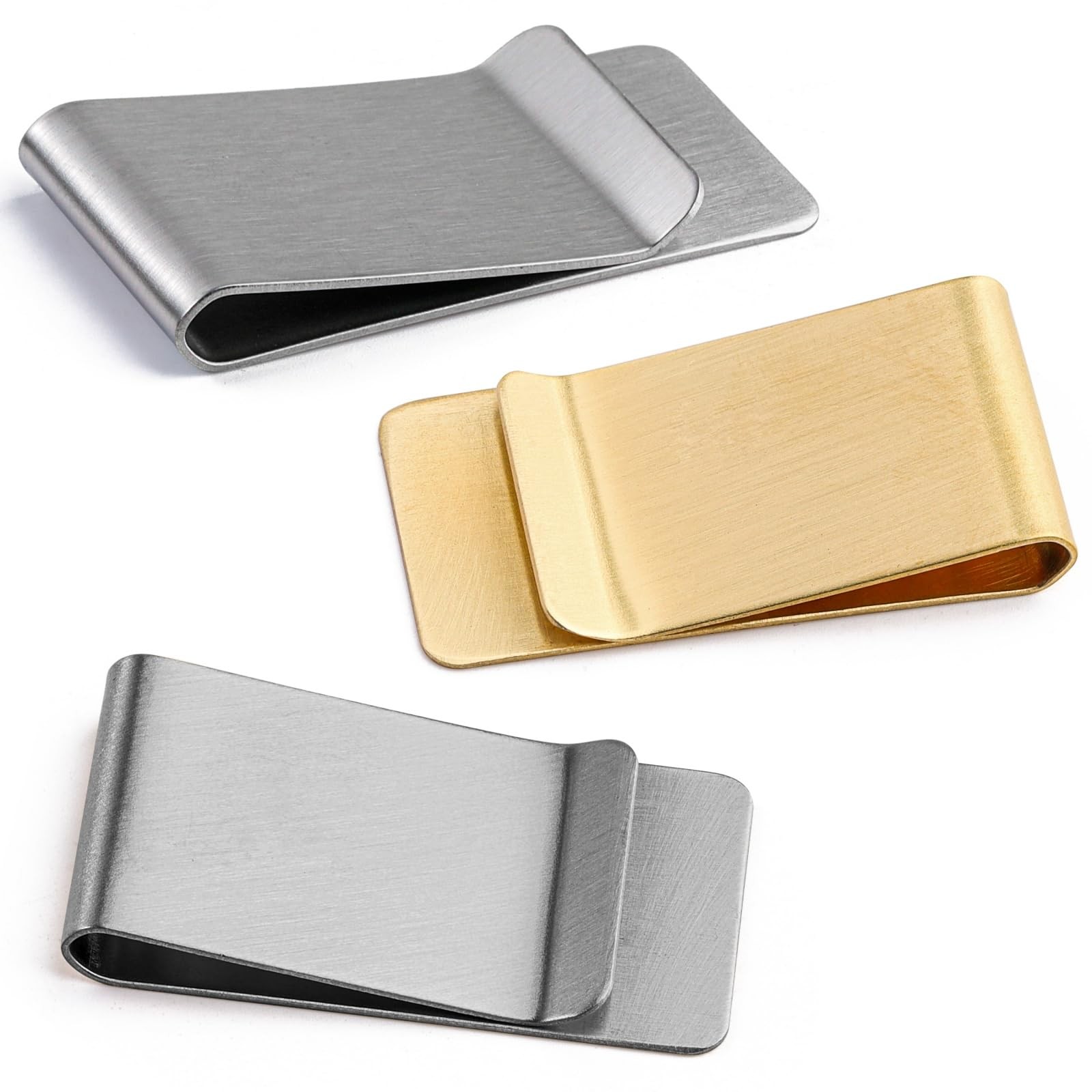 Vesslam 3 Pack Small Men's Slim Money Clip, Stainless Steel Small, Silver