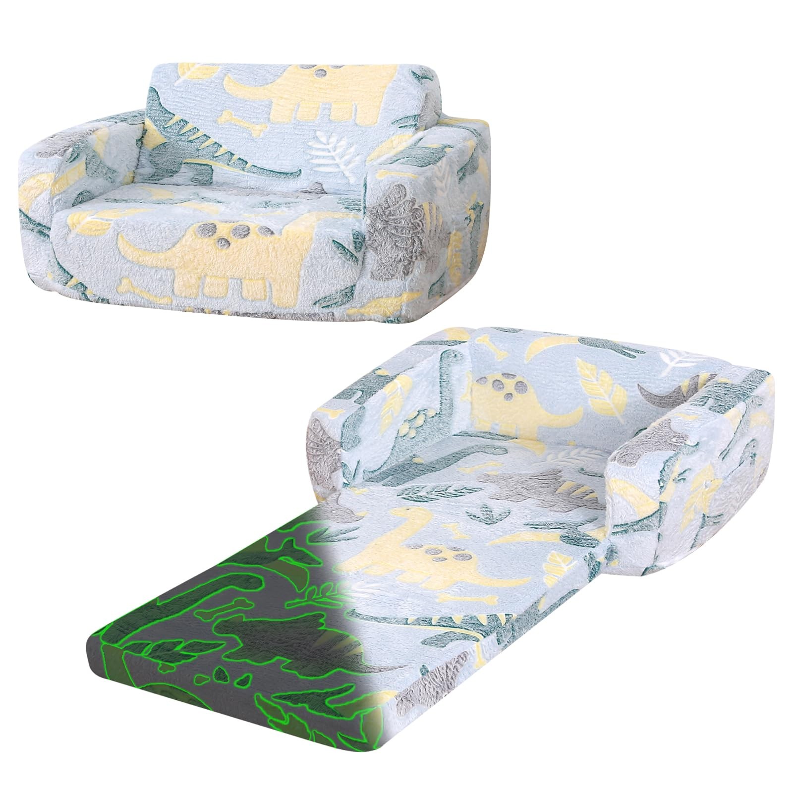 Foldable Sofa Extra Wide for 2 Seats,Soft Fold Out Couch Glow in The Dark,Con...