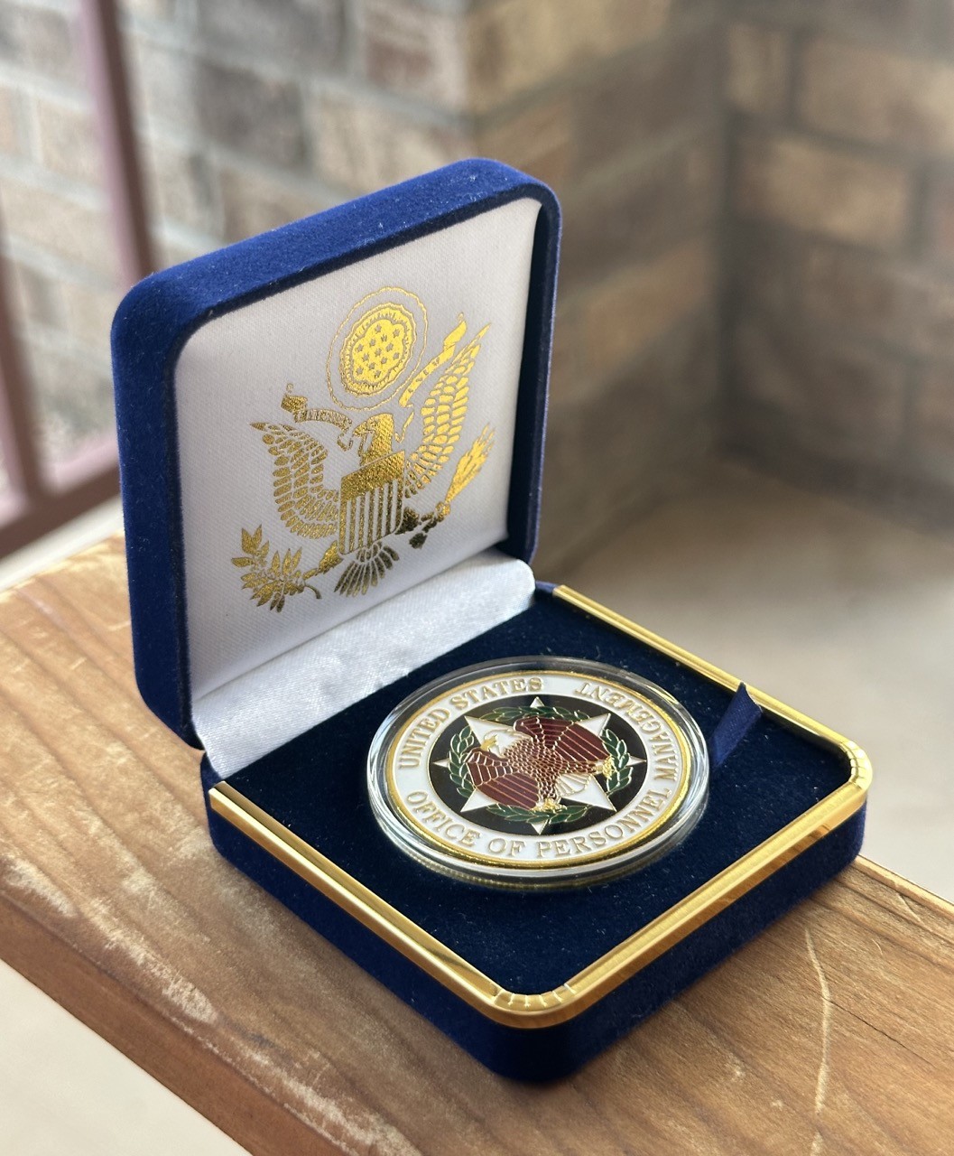 U.S. Office of Personnel Management OPM Challenge Coin in Blue Velvet Case ·NEW·